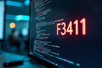 Ecran d'ordinateur moderne affichant le code d'erreur F3411 en gros caractères