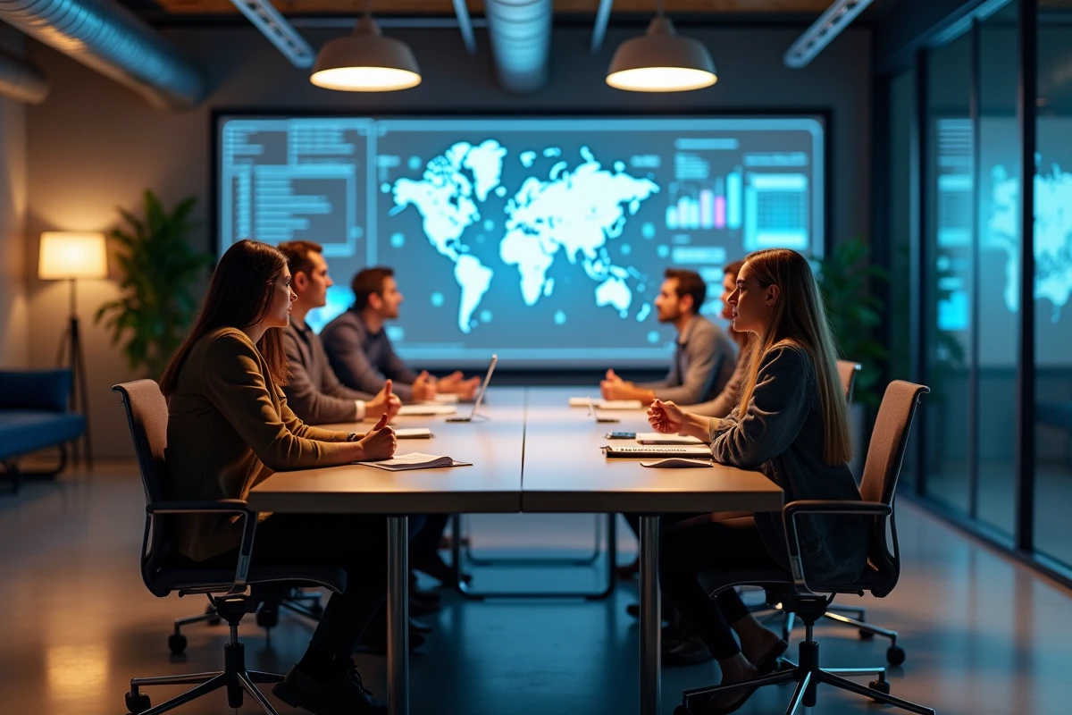 Groupe de professionnels collaborant sur une stratégie aid