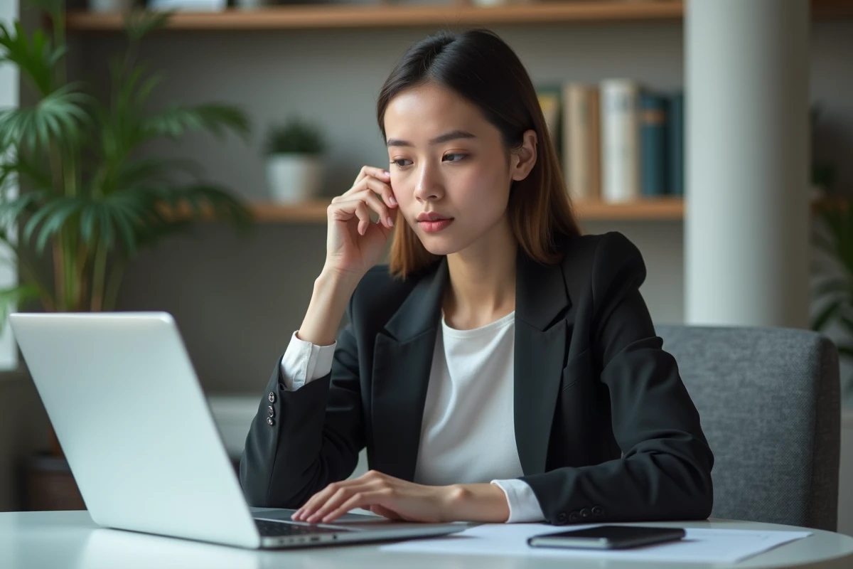Jeune femme professionnelle analysant des données marketing