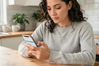 Femme paramétrant les alertes de consommation data sur son espace client Réglo Mobile depuis son smartphone