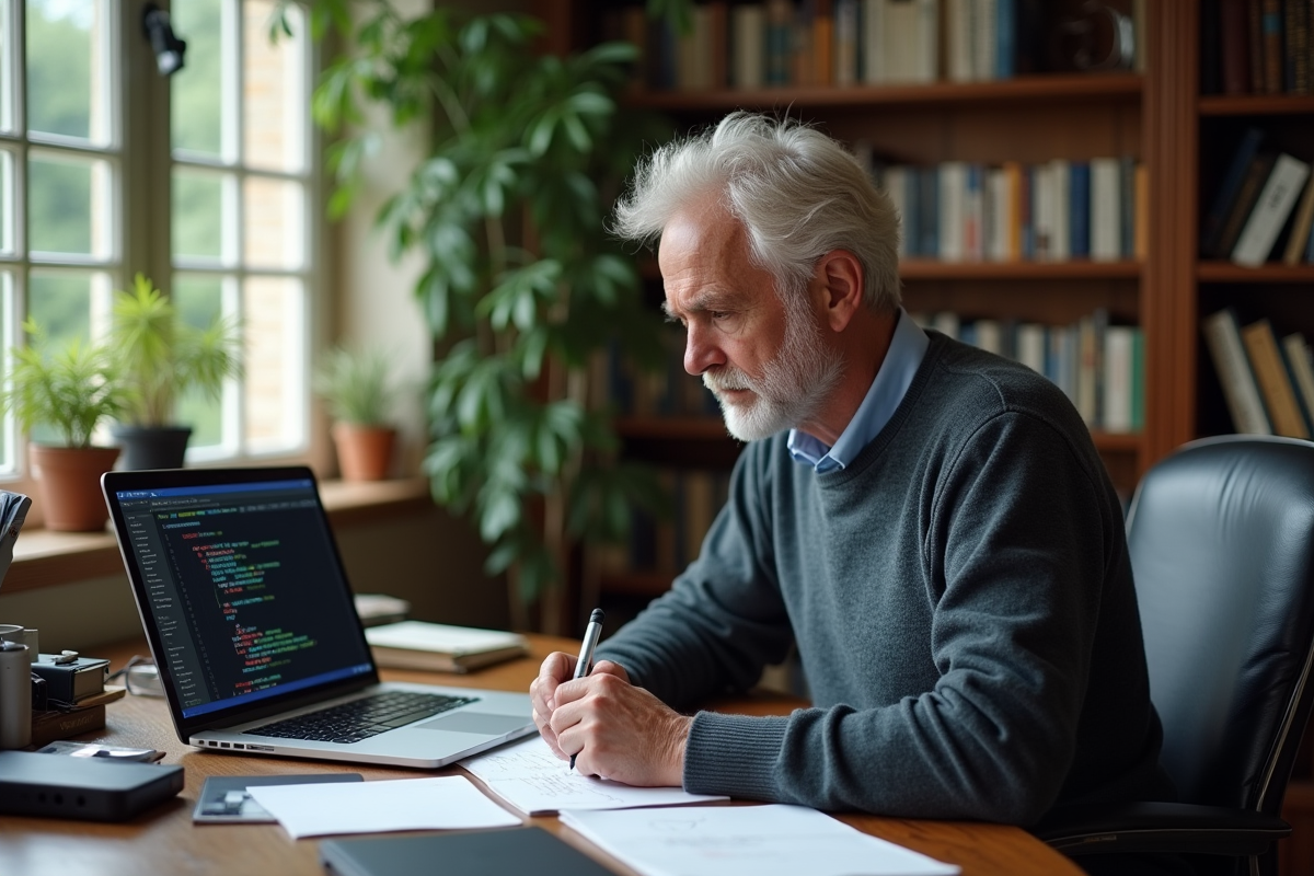 Homme d'âge moyen travaillant dans un bureau moderne
