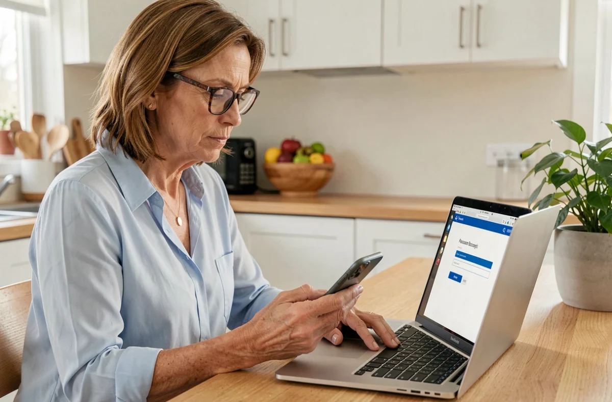Parent consultant un formulaire de récupération de mot de passe sur le portail Oze 92 depuis la cuisine familiale